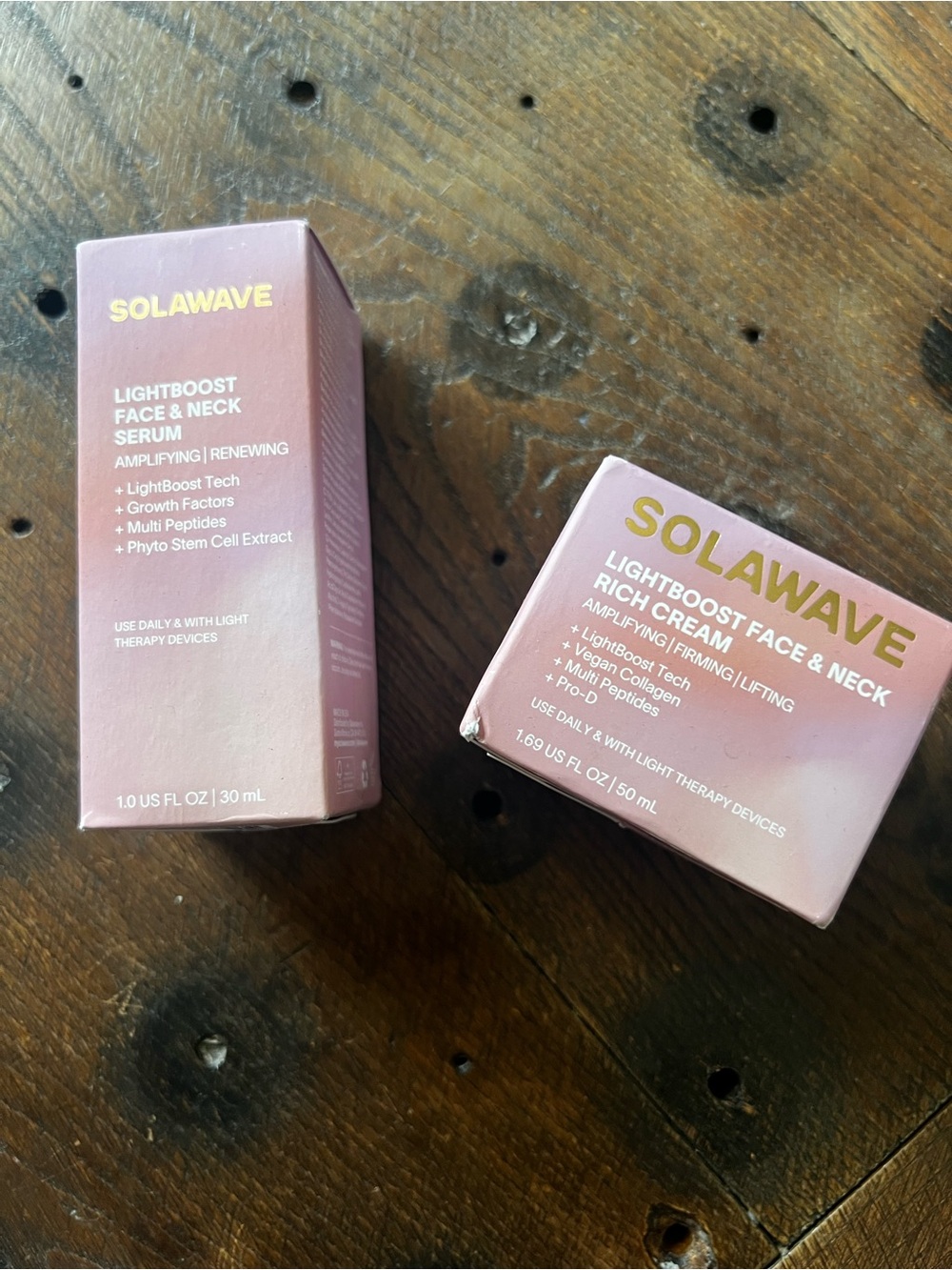 NWT Solawave - LightBoost Face & Neck Serum and Rich Cream - Rose Pink
